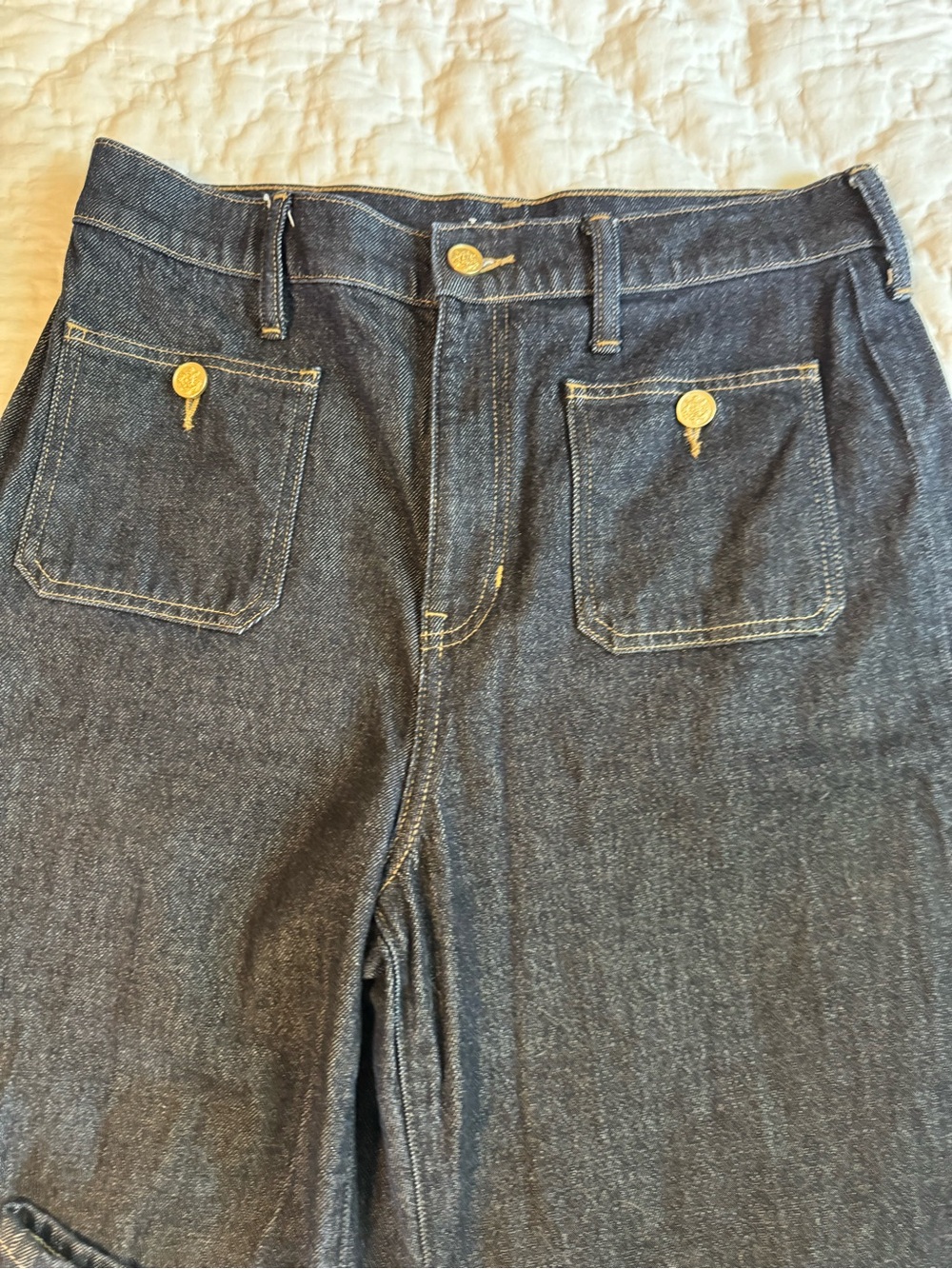 J. Crew Dark Blue Wide Leg Jeans with Front Patch Pockets - Picture 2 of 9